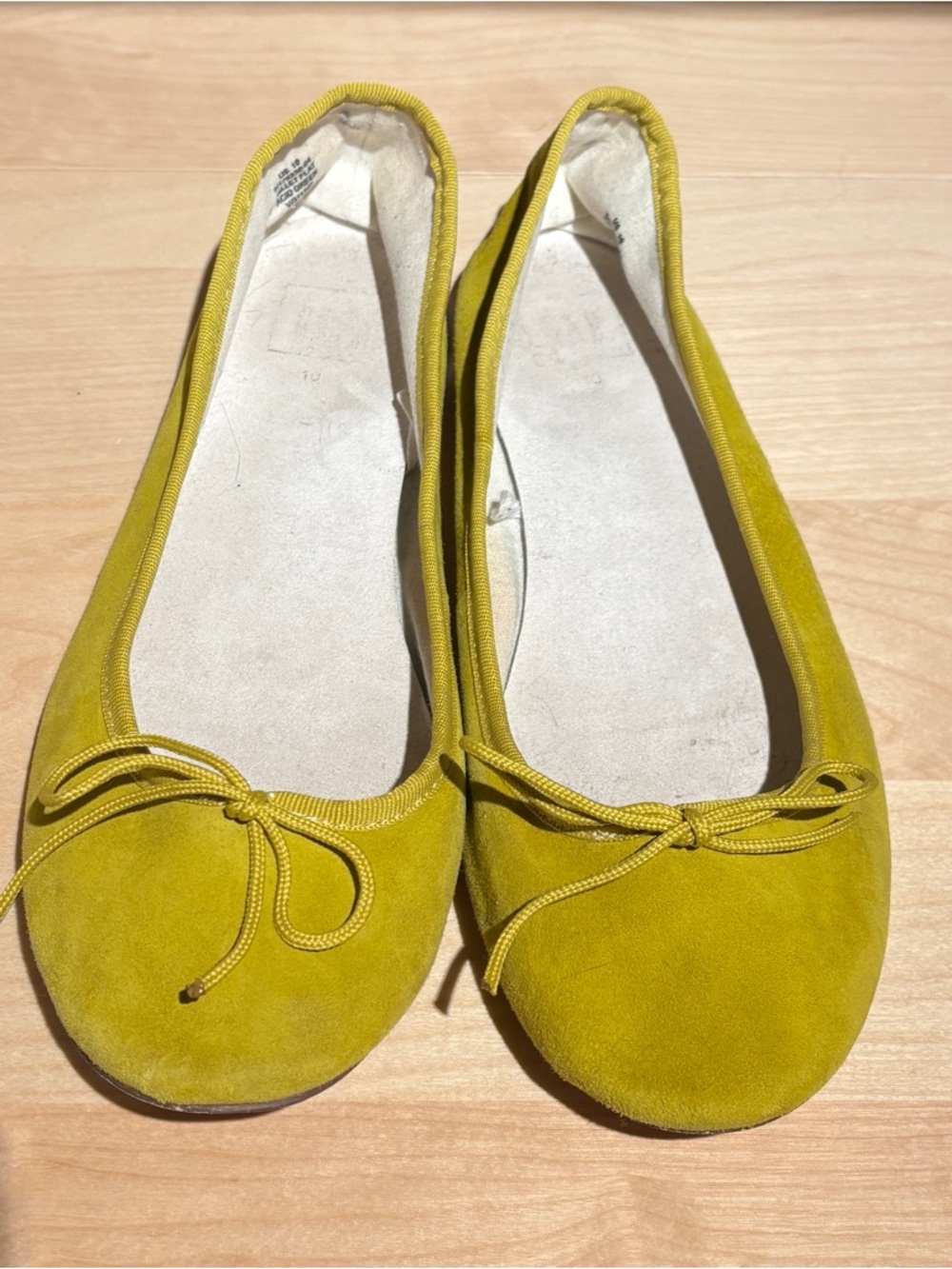 Acid Green Suede Ballet Flats - Size 10